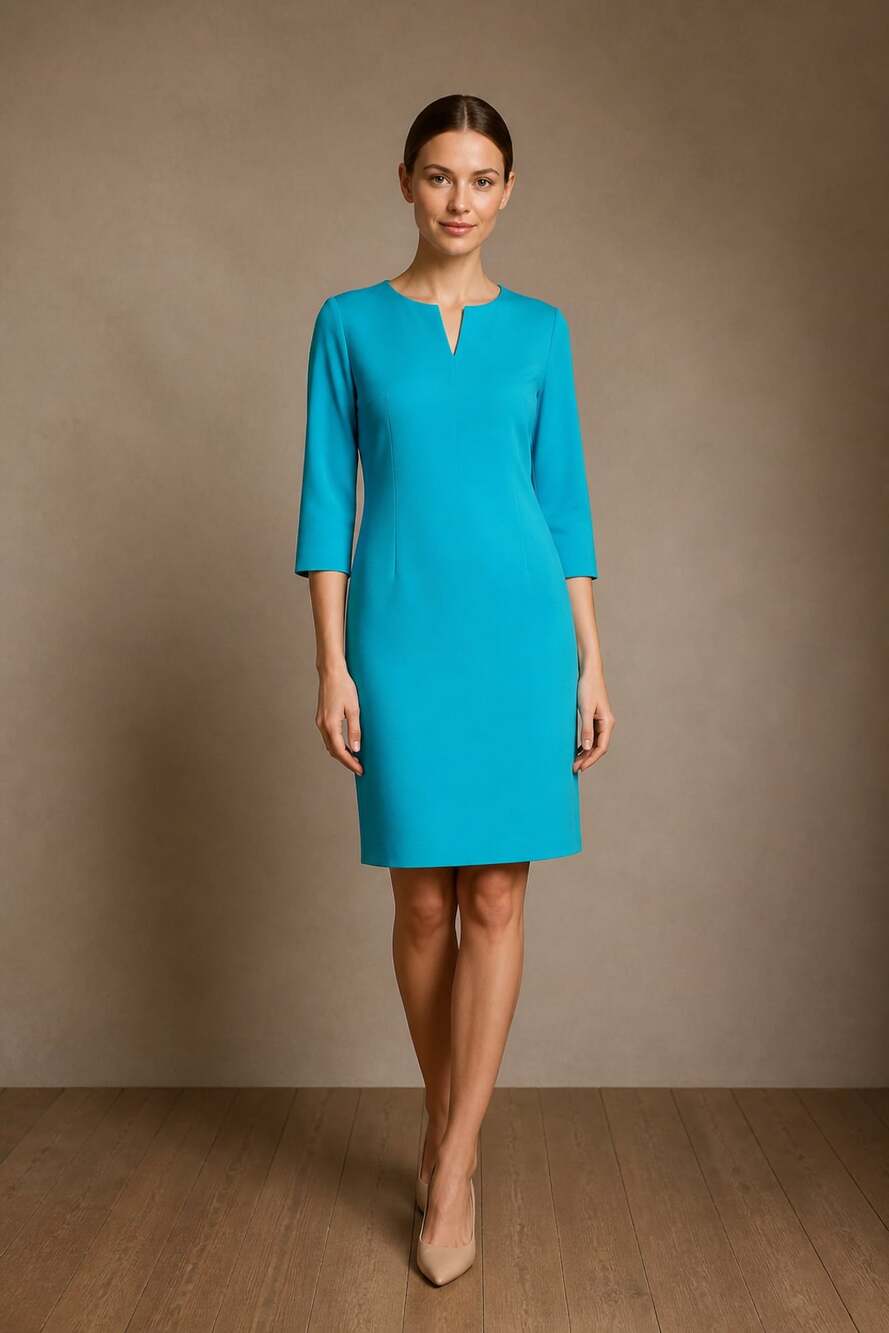 Everly Sheath Dress Size XS Teal | 3/4 Sleeve V-Neck